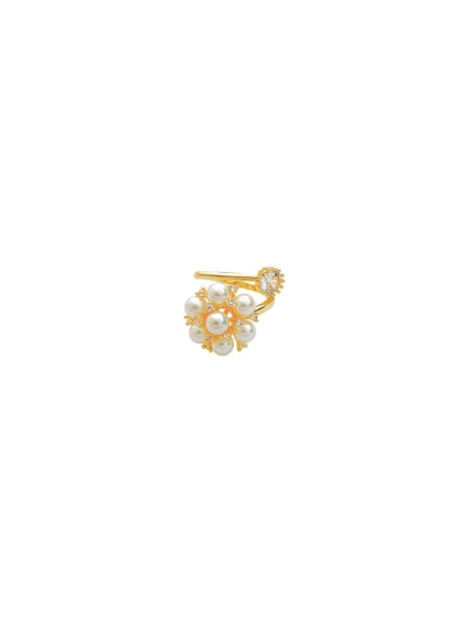 YOUH Brass Cubic Zirconia Flower Dainty Band Ring 0