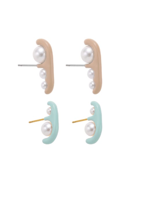 Five Color Brass Enamel Geometric Cute Stud Earring 0