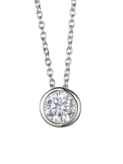 Steel color Stainless steel  Round Cubic Zirconia Round Minimalist Necklace
