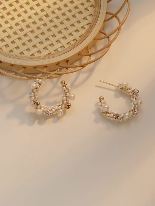 HYACINTH Copper Imitation Pearl Round Dainty Stud Trend Korean Fashion Earring 3