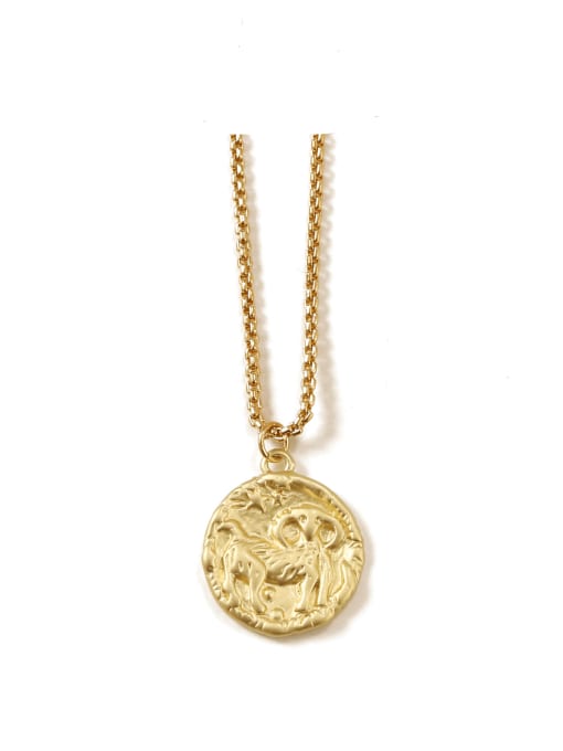 Capricornus Brass coin Minimalist Twelve constellations Pendant Necklace