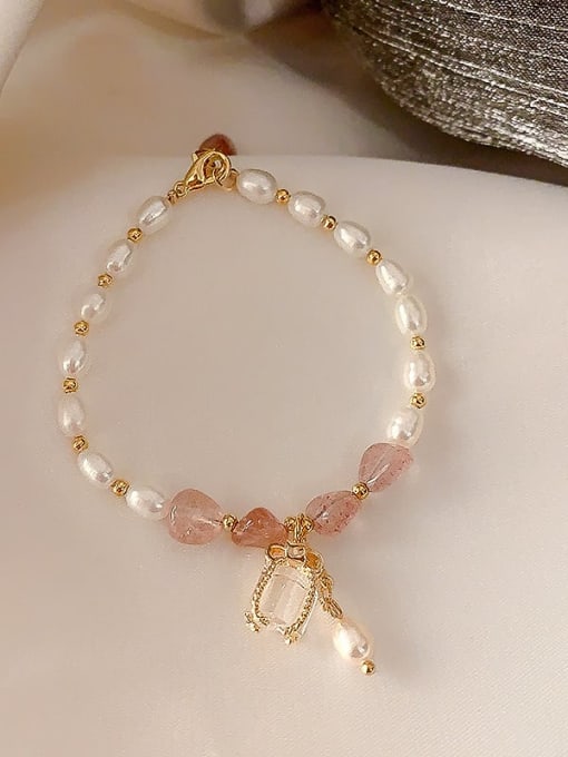 Pink Alloy Imitation Pearl Geometric Bohemia Adjustable Bracelet