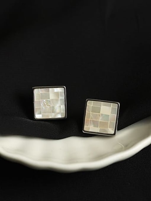ACCA Brass Shell Square Vintage Stud Earring 3