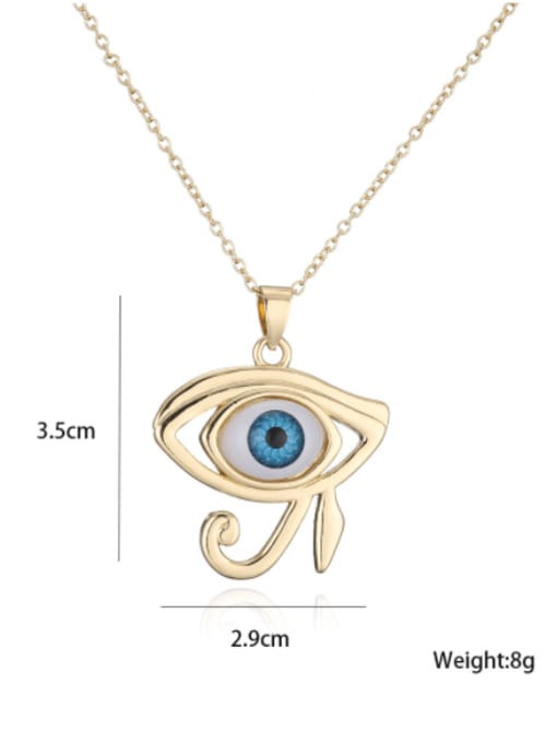 AOG Brass Rhinestone Enamel Evil Eye Vintage Geometric  Pendant Necklace 4
