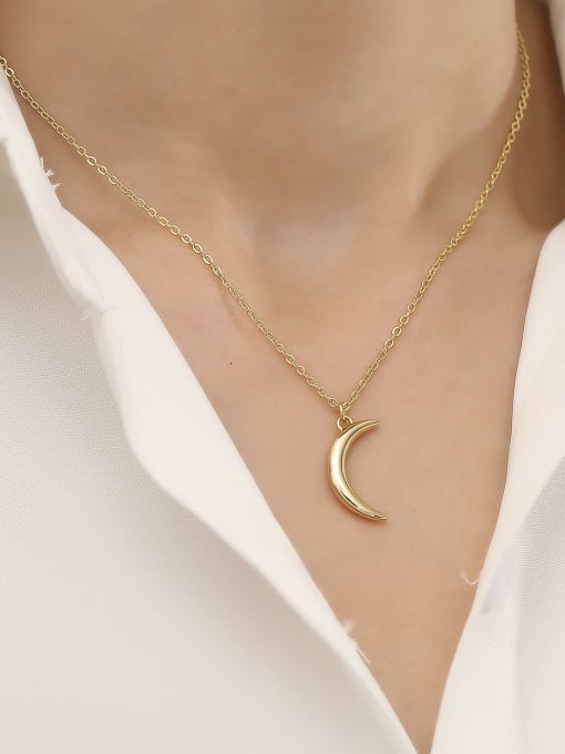 HYACINTH Brass Moon Minimalist Necklace 1