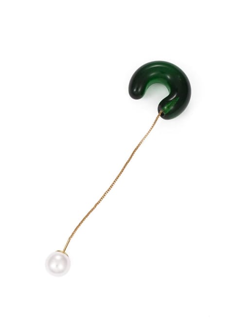 Green ear line single sale Hand  Glass Multi Color C Shape Minimalist Single Earring