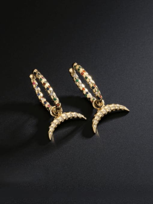 AOG Brass Cubic Zirconia Moon Vintage Earring 0