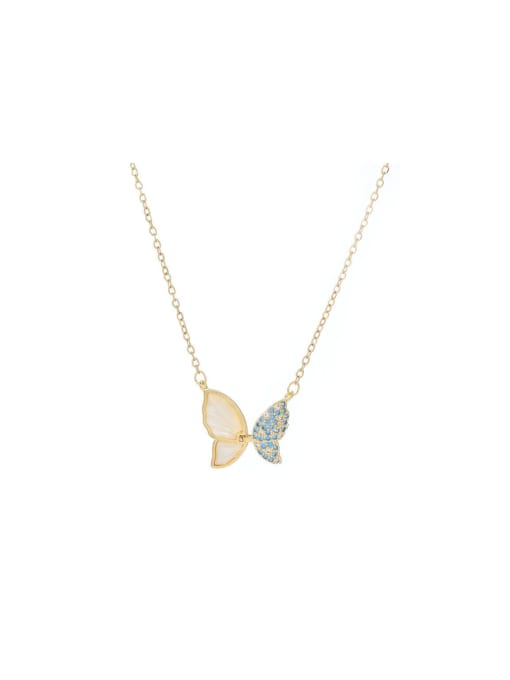 YOUH Brass Cubic Zirconia Butterfly Dainty Necklace 0