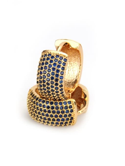 Gold Plated blue zirconium Brass Cubic Zirconia Round Dainty Hoop Earring