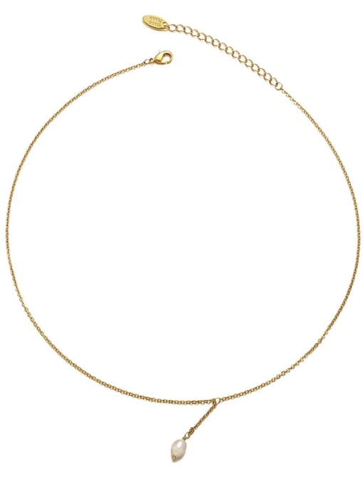 Pearl pendant Brass Imitation Pearl Tassel Vintage Lariat Necklace