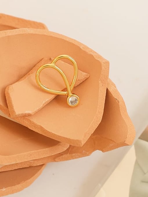 Five Color Brass Rhinestone Heart Minimalist Single Earring 2