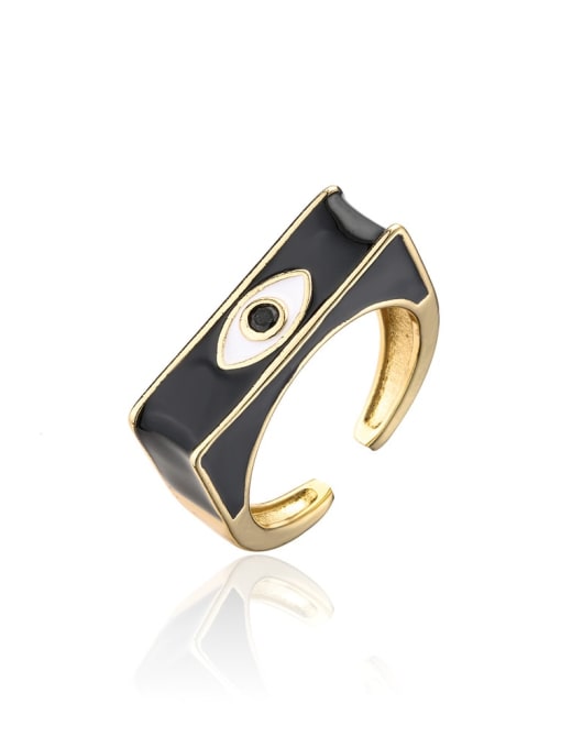 11947 Brass Enamel Geometric Evil Eye Trend Band Ring