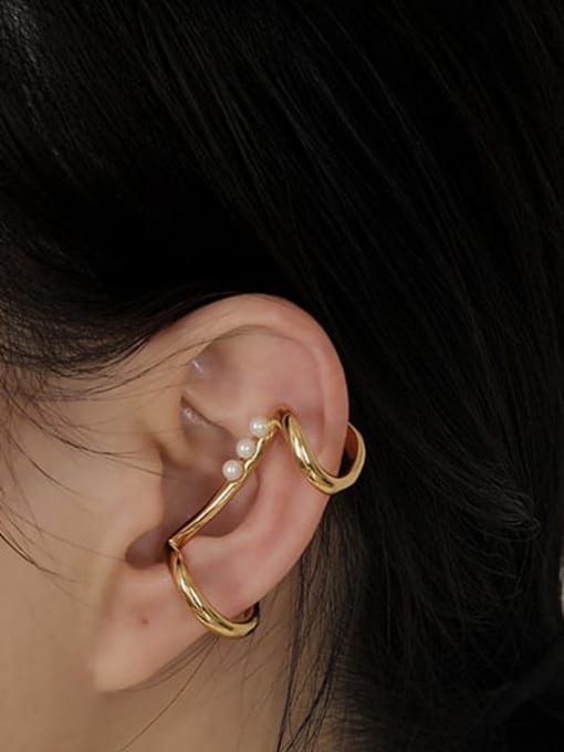 HYACINTH Brass Imitation Pearl Geometric Vintage Clip Trend Korean Fashion Earring(single) 1