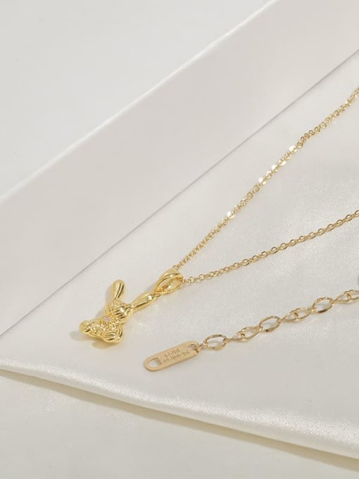 Gold X315 Brass Cubic Zirconia Rabbit Cute Necklace
