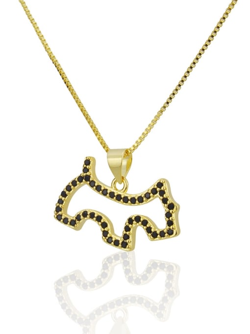 golden Brass Rhinestone Dog Cute Necklace
