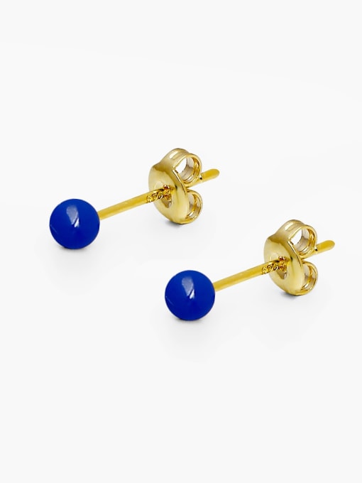 Blue 14K gold Brass Resin Ball Minimalist Stud Earring