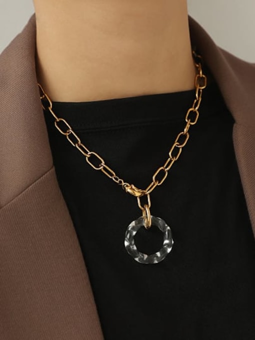 ACCA Brass Geometric Hollow Chain  Hip Hop Necklace 1