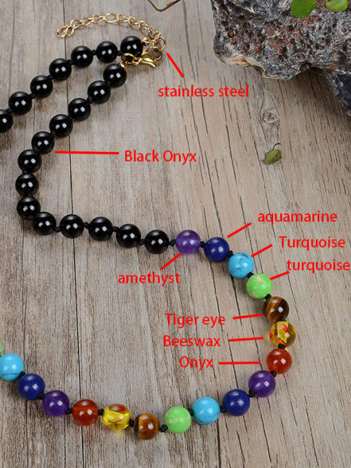 JZ Men's bead Stainless steel Natural Stone Bohemia Beaded Necklace 3