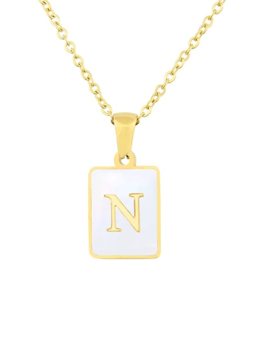 FN 01 N Letter N Titanium Steel Shell Geometric  Letter Minimalist Necklace