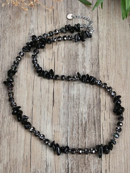 4 -45cm Titanium Steel Glass beads Irregular Bohemia Beaded Necklace