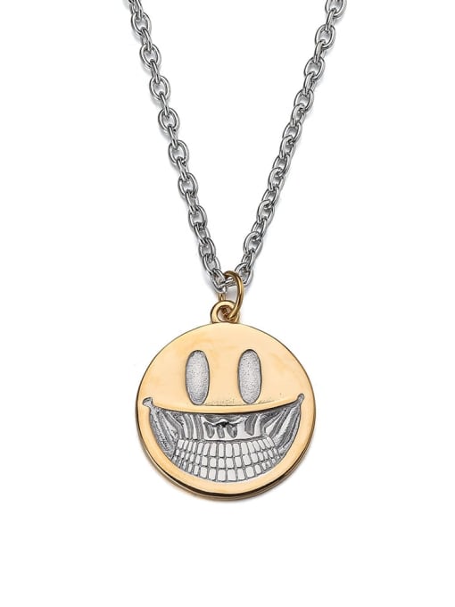 gold Titanium Steel Hip Hop Demon Smiley Necklace