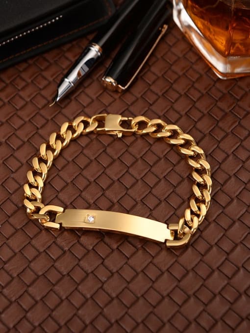 Ke Hong Titanium Zircon Minimalist Link Bracelet 0