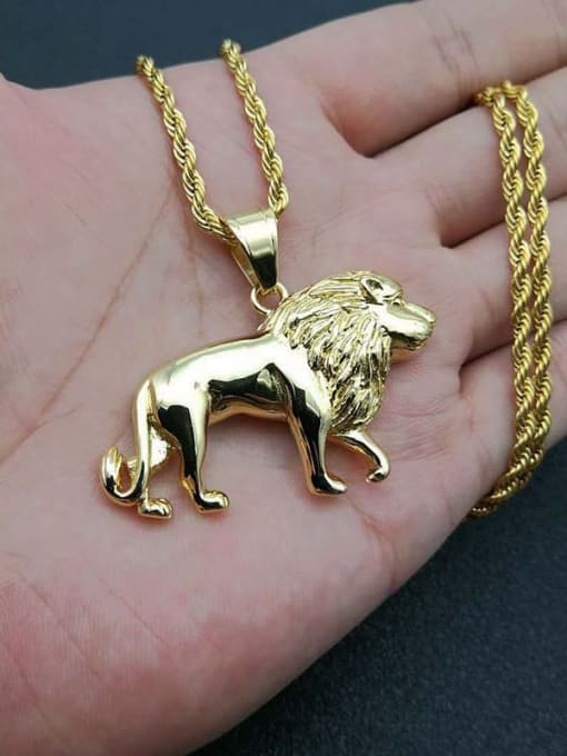 HI HOP Titanium Lion Hip Hop Necklace For Men 1