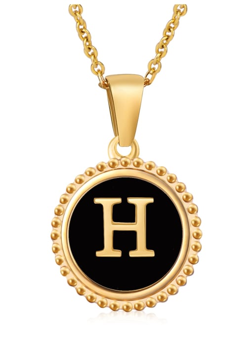 H Stainless steel Acrylic Letter Minimalist Round Pendant Necklace