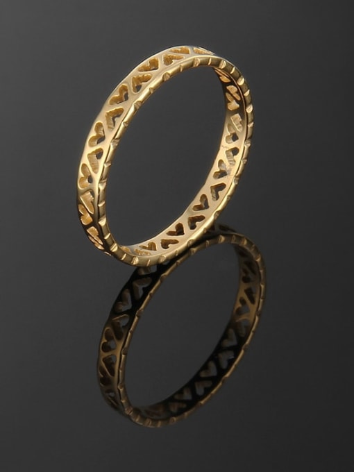 golden Titanium Hollow Heart Band Ring