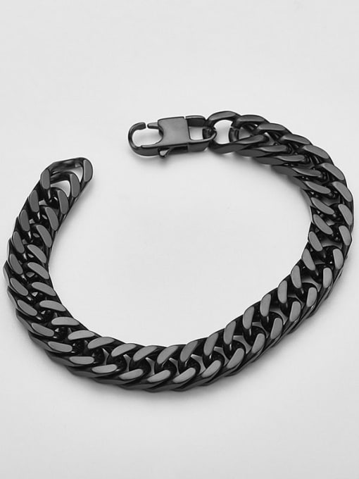 1.0cm black Titanium Steel Hollow Geometric Chain Vintage Link Bracelet