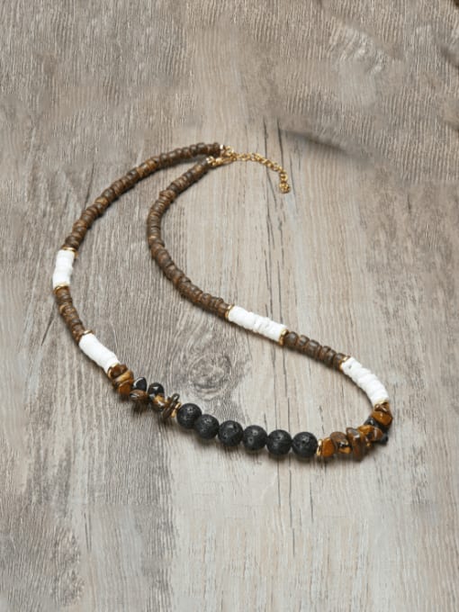 8 45cm Stainless steel Natural Stone Geometric Bohemia Beaded Necklace