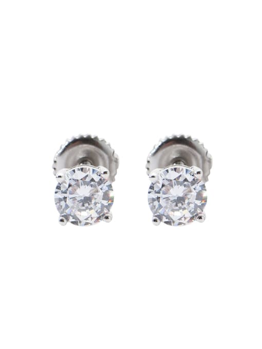 MAHA 925 Sterling Silver Cubic Zirconia Round Dainty Stud Earring 0