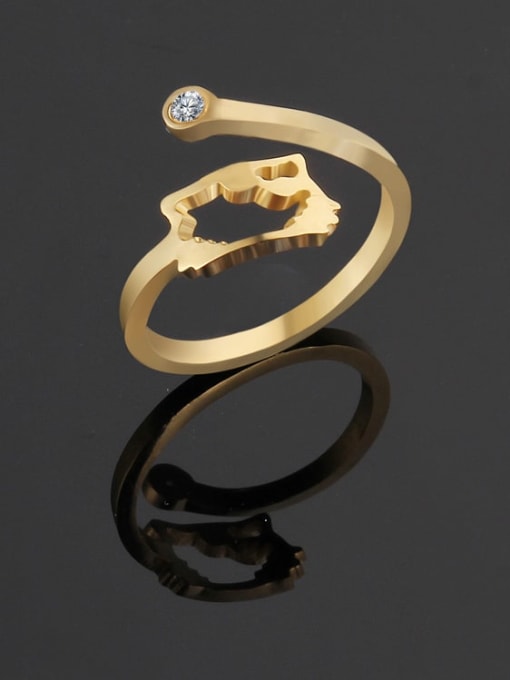golden Titanium Steel Hollow Cat Minimalist Band Ring