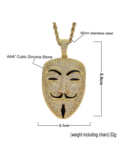 MAHA Brass Cubic Zirconia Enamel With avatar Hip Hop Necklace 3