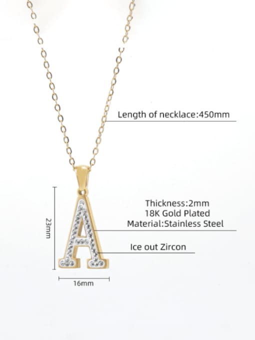 ZXIN Titanium Steel Rhinestone Letter Minimalist English 26 letters pendant  Necklace 2
