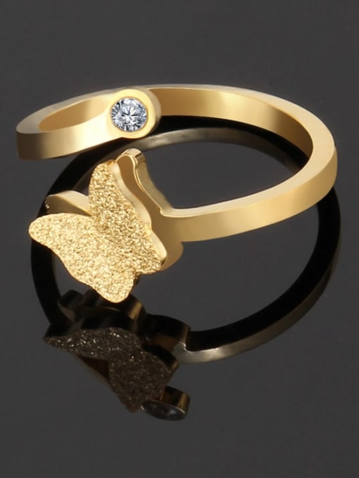 golden Titanium Butterfly Minimalist Band Ring