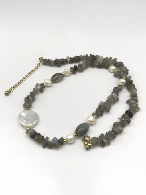 JZ Men's bead Titanium Steel Natural Stone Irregular Bohemia Beaded Necklace 1