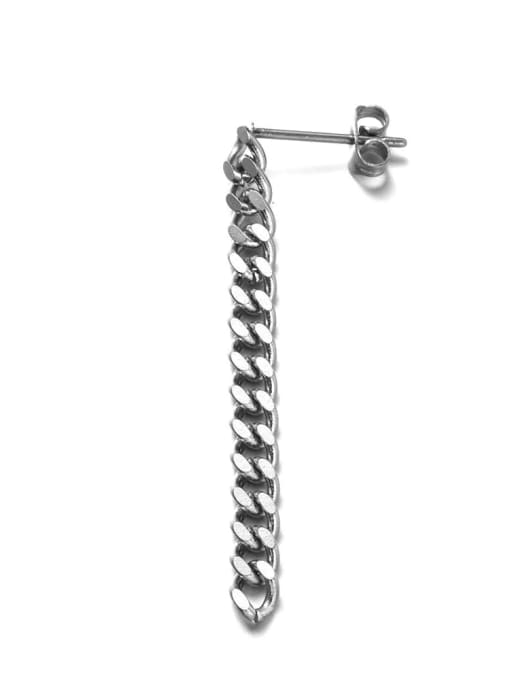 Steel color single Titanium Steel Hollow  Geometric  Chain Hip Hop Drop Earring (Single ONLY ONE)