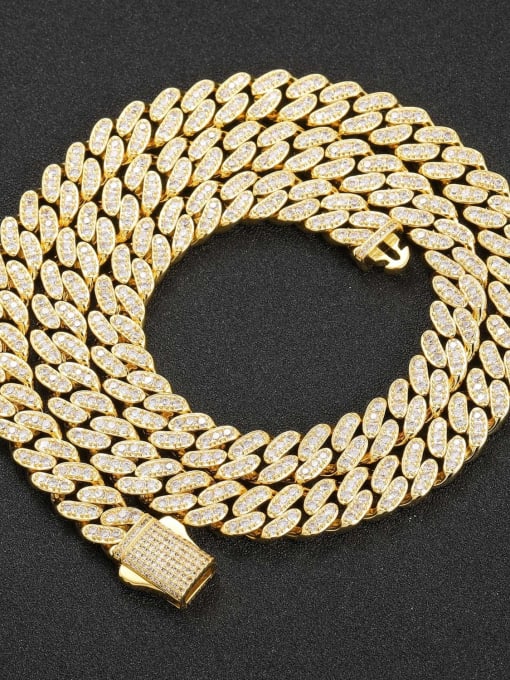 Gold 22inch (necklace) Brass Cubic Zirconia Hip Hop Geometric  Bracelet and Necklace Set