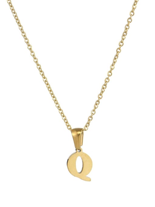 Q Stainless steel  Minimalist  Letter EnglishPendant Necklace