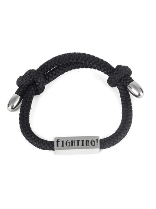 Black rope steel color Titanium Steel Geometric Ethnic Adjustable Bracelet