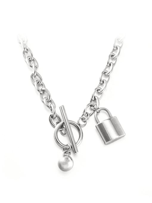 Metal ball lock ot Necklace Titanium Steel Locket Hip Hop Necklace