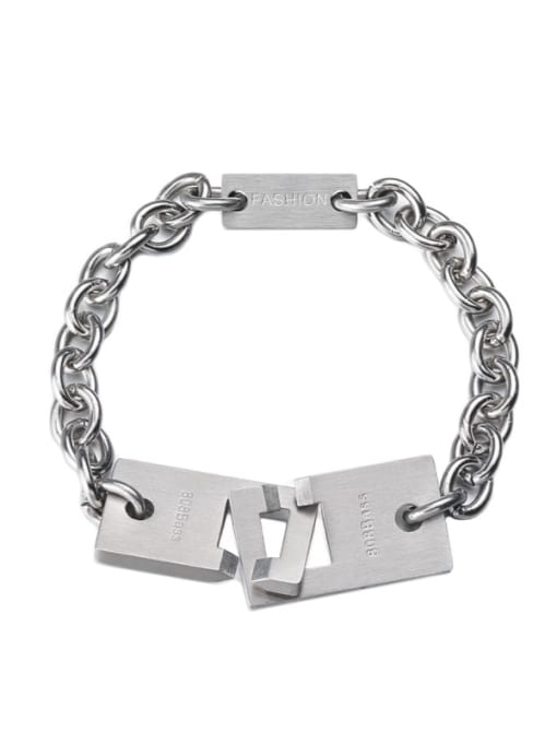 Steel color Titanium Steel Geometric Hip Hop Bracelet
