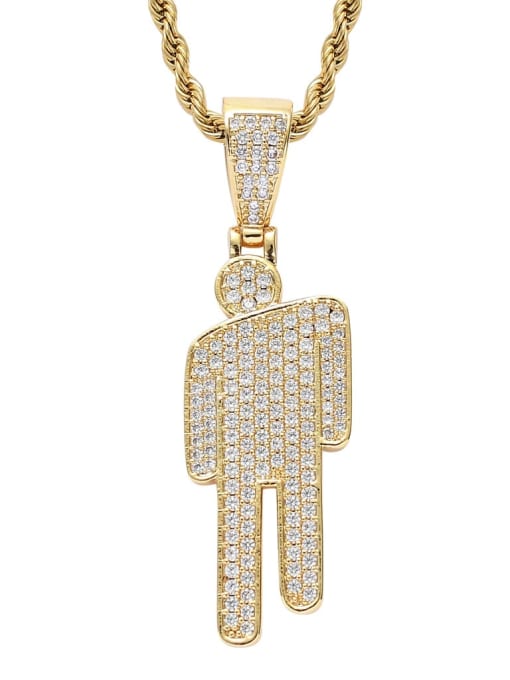 Golden +stainless steel twist chain Brass Cubic Zirconia Hip Hop Necklace