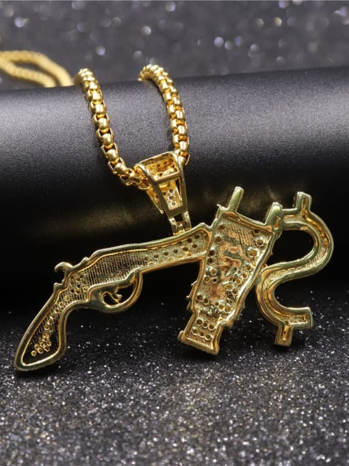 Mr.Leo Copper Gun Cubic Zirconia Irregular Hip Hop Initials  Pendant Necklace 2