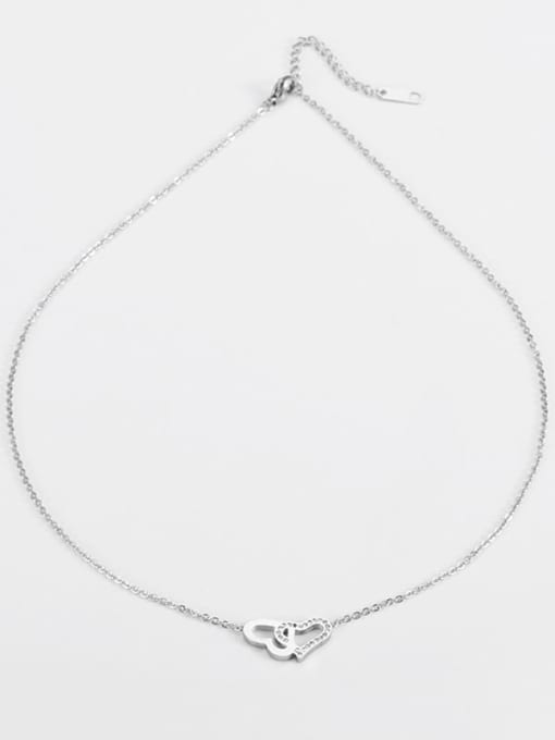 Steel color Titanium Cubic Zirconia Heart Necklace