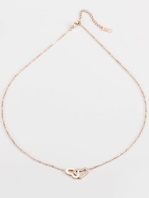 golden Titanium Cubic Zirconia Heart Necklace