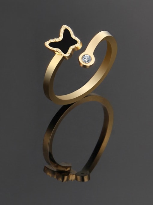 golden Titanium Minimalist Butterfly Band Ring