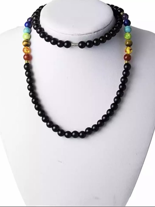 1- 75cm Stainless steel Natural Stone Bohemia Beaded Necklace