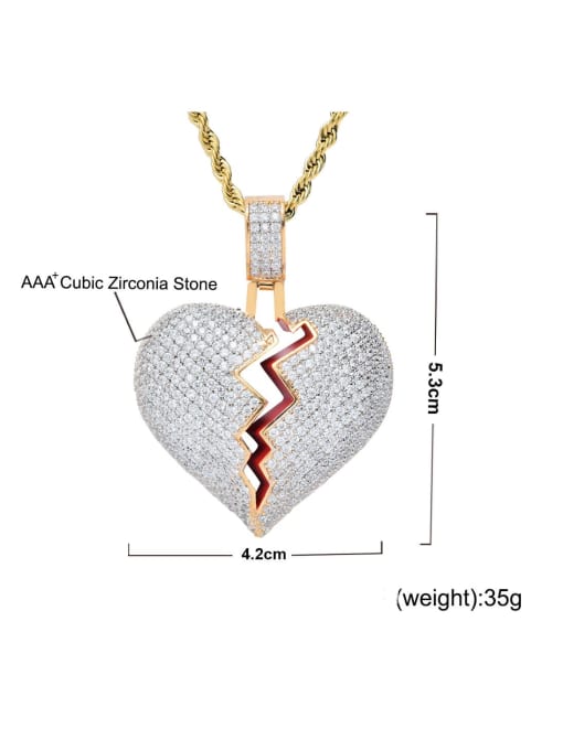 MAHA Brass Cubic Zirconia Heart Dainty Necklace 3